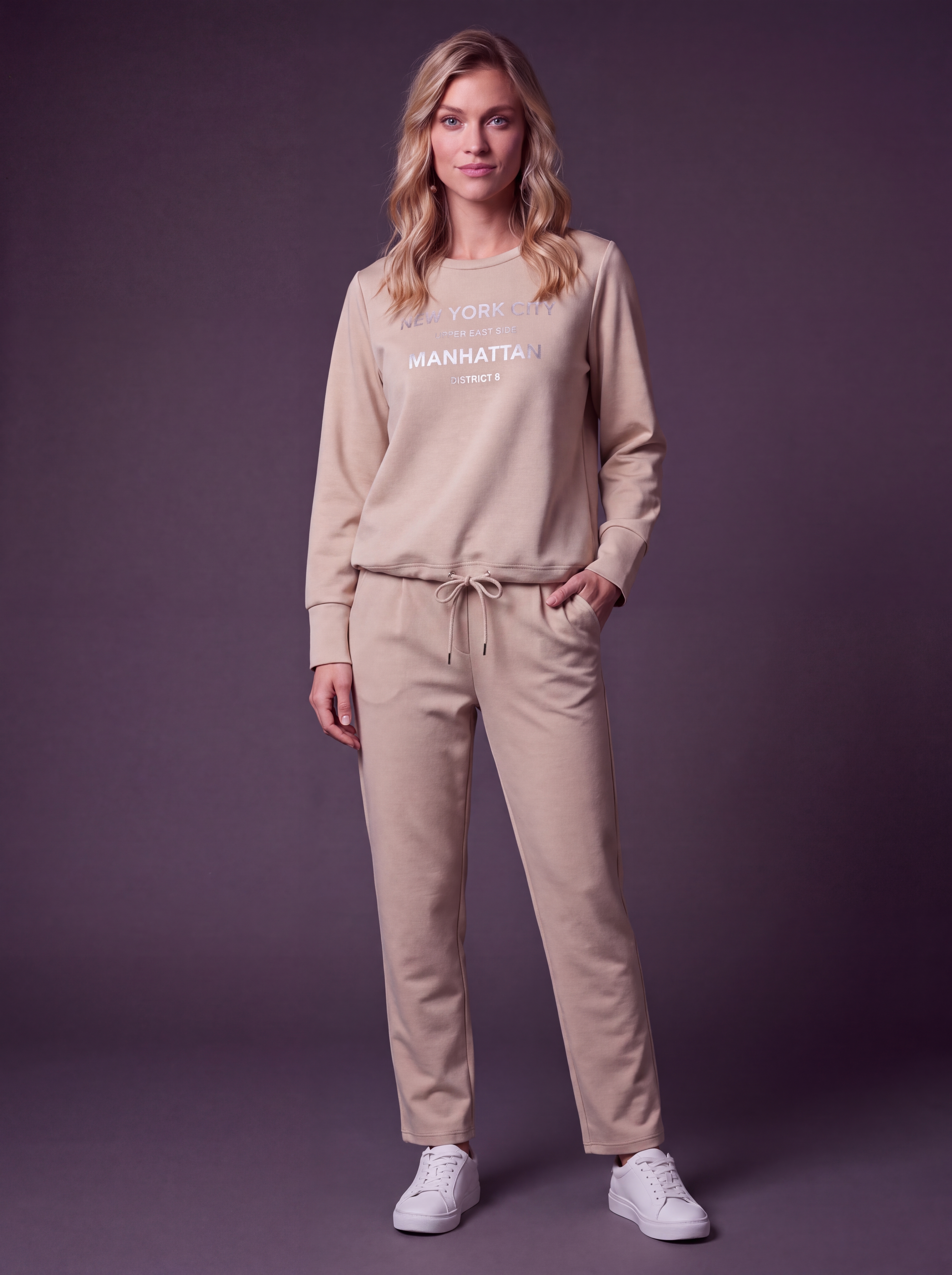 Dámska scuba mikina MANHATTAN BROADWAY NYC FASHION WARM SAND Piesková Béžová s.WEAR 2